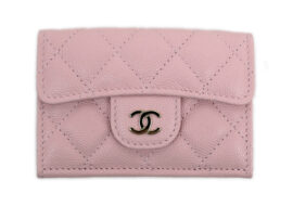 CHANEL シャネル グレインド カーフスキン ピンク コンパクトウォレット ランダムシリアル