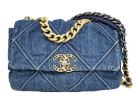 シャネル シャネル19 チェーンショルダーバッグ デニム  ゴールド金具 AS1160