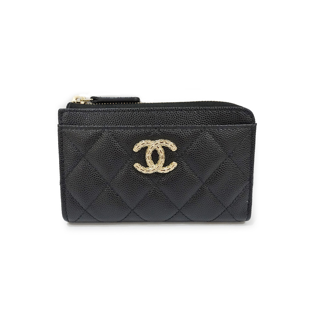 シャネル CHANEL ジップ カードケース ブラック AP4091 グレインドカーフスキン