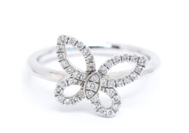 グラフ GRAFF ミニバタフライ シルエット ダイヤモンド リング 750WG RGR908