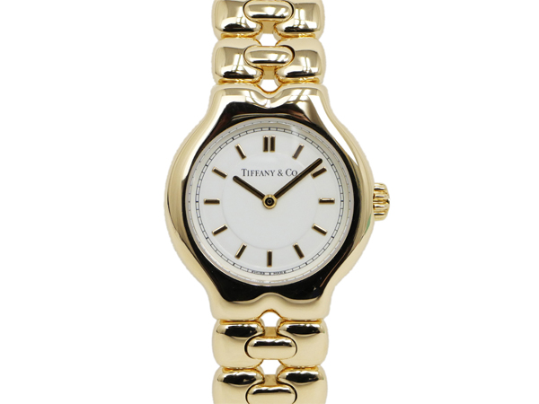 ティファニー ティソロ L0133 白文字盤 750YG イエローゴールド 金無垢 クォーツ レディース