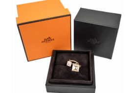 HERMES エルメス・クルー・ドゥ・H 2タッセル ダイヤ リング 750PG