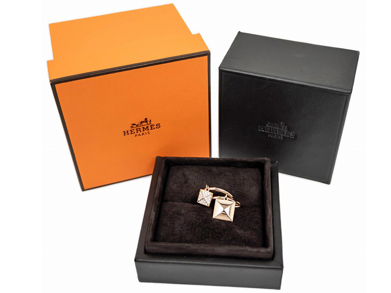 HERMES エルメス・クルー・ドゥ・H 2タッセル ダイヤ リング 750PG