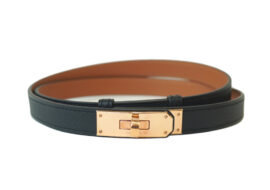 エルメス HERMES ケリーベルト エプソン ブラック ピンクゴールド金具 Z刻印