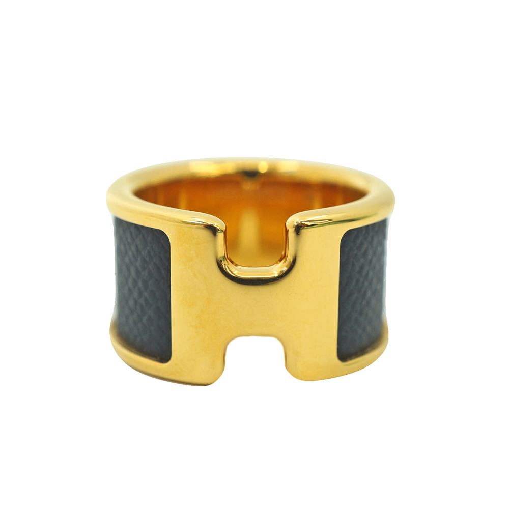 エルメス HERMES リング オランプGM Mサイズ メタル×レザー H500059