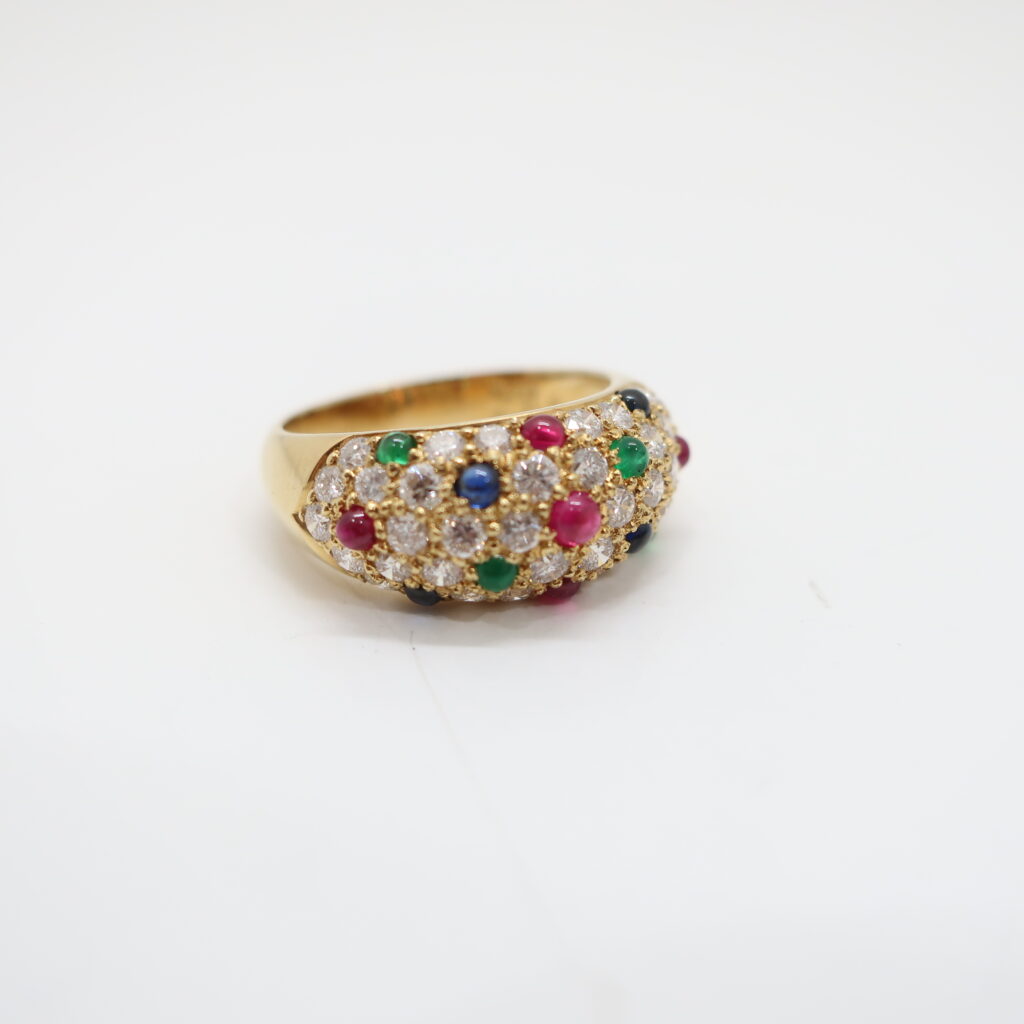 ポンテヴェキオ K18 イエローゴールド リング ダイヤ ルビー サファイヤ エメラルド マルチ