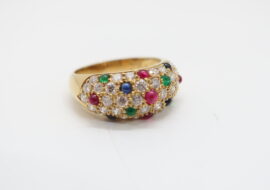 ポンテヴェキオ K18 イエローゴールド リング ダイヤ ルビー サファイヤ エメラルド マルチ