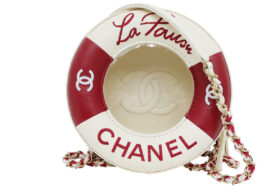 シャネル 浮き輪モチーフ チェーンショルダーバッグ GD金具 ホワイトXレッド