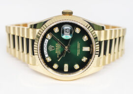ロレックス デイデイト 36 128238A ランダム グリーンオンブレ YG ダイヤ 保証書付き 2020年