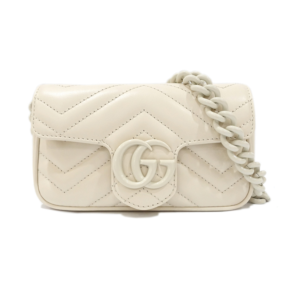 グッチ GUCCI GGマーモント ショルダーバッグ ホワイト レザー 699757