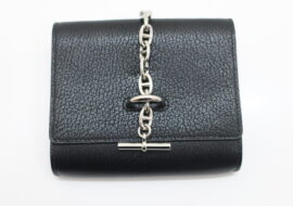 エルメス シェーヌダンクルコンパクト ブラック シェーブル シルバー金具