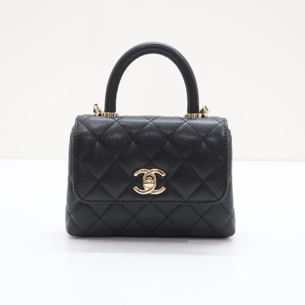 シャネル マトラッセ エクストラミニ ココハンドル キャビアスキン AP4244 ゴールド金具