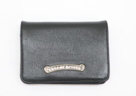 クロムハーツ カードケース 二つ折り 名刺入れ スクエア ボックス型 レザー シルバー ブラック