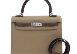 エルメス ケリー25 トリコロール エトゥープ エコルセ ブラック シルバー金具 ヴォーエプソン B刻