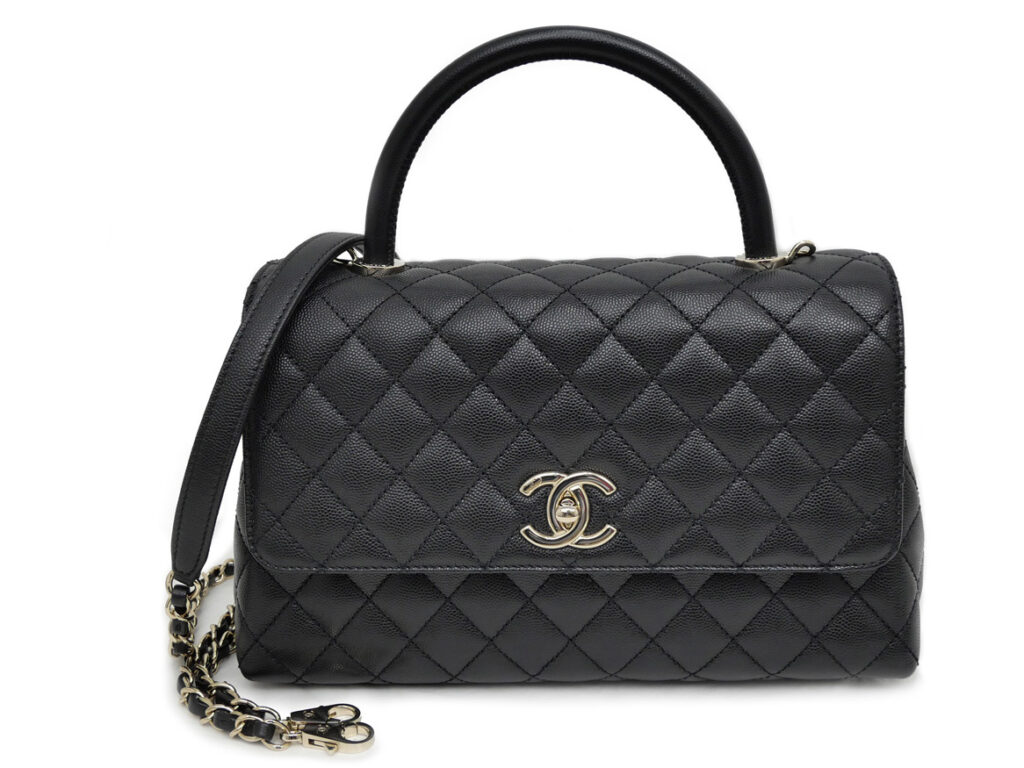 シャネル ココハンドル 29 ブラック ゴールド金具 A92991 マトラッセ キャビアスキン