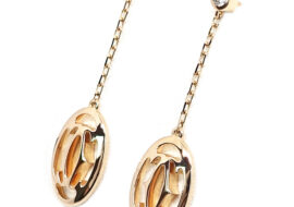 カルティエ CARTIER 750PG ロゴ ドゥーブルC ダイヤモンド ピアス チェーン K18PG B8043600