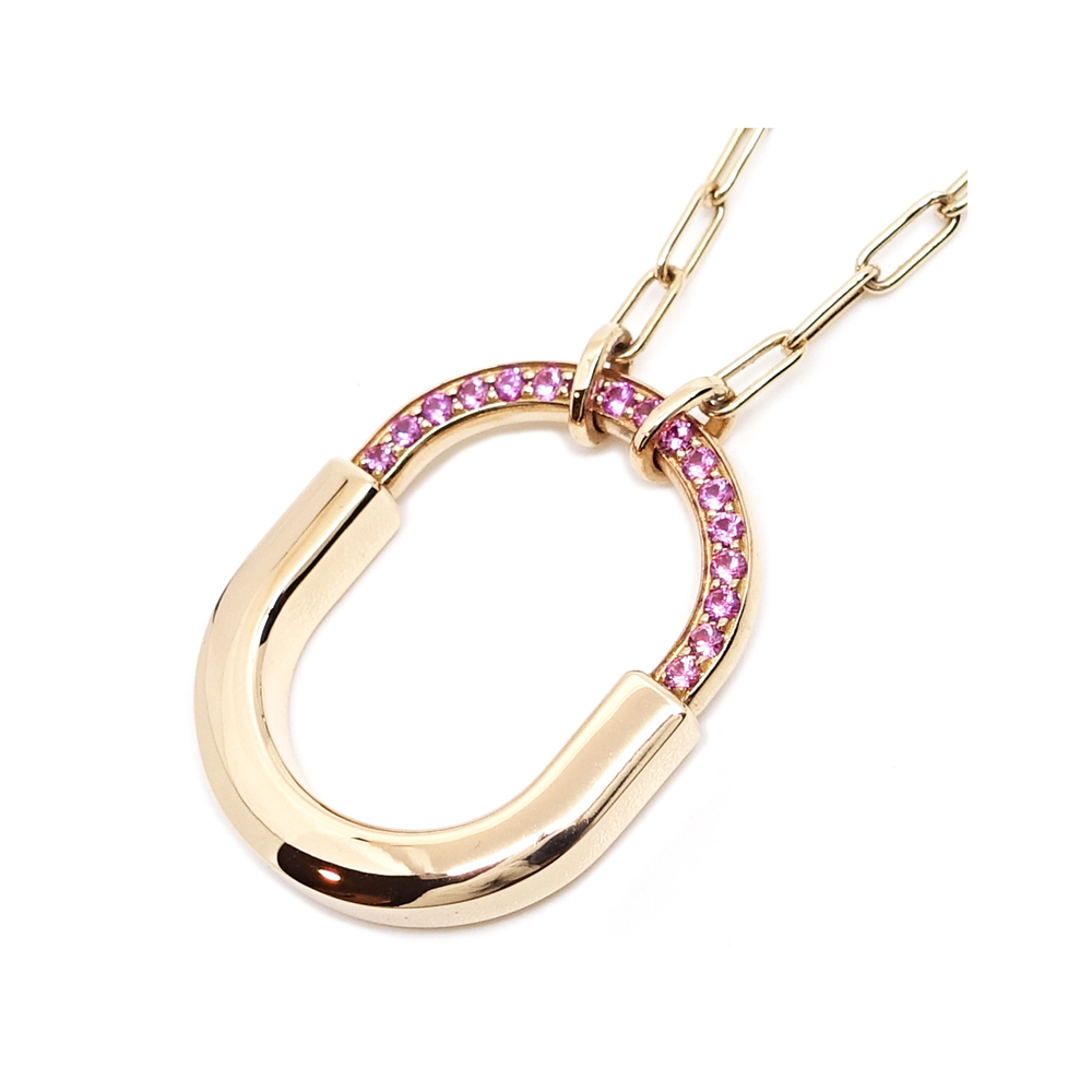 ティファニー TIFFANY 765PG ロック ミディアム ネックレス ピンクサファイア K18PG ペンダント 73965950