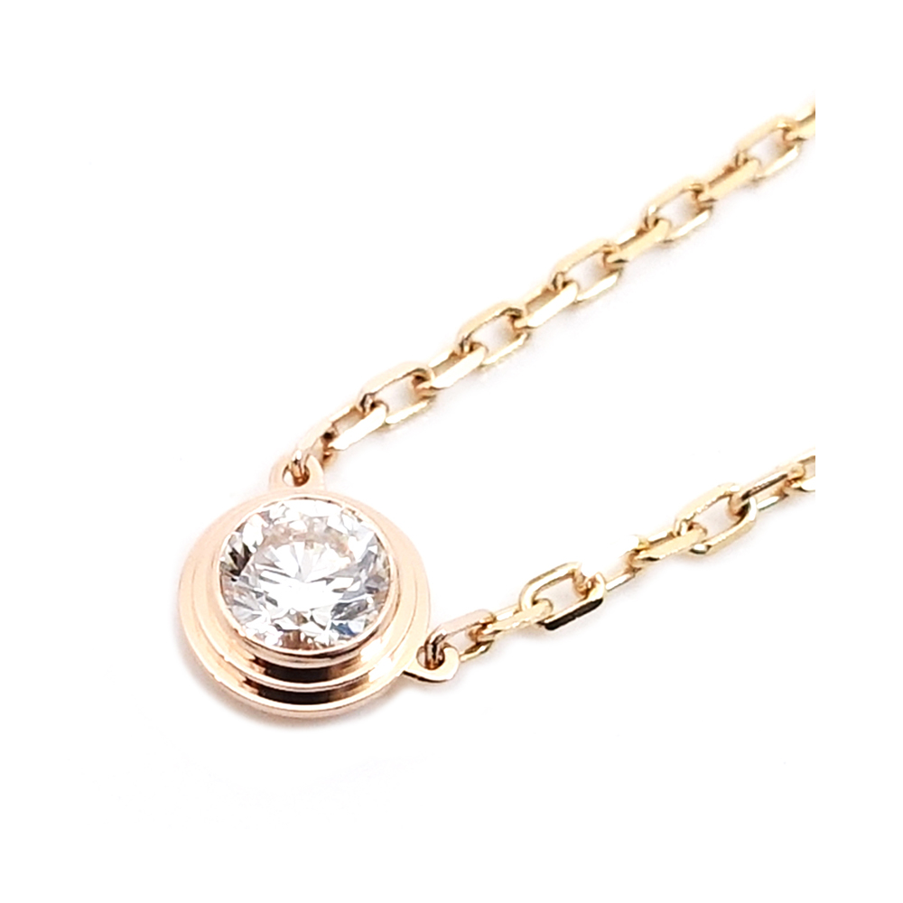 カルティエ CARTIER 750PG ダムール ダイヤモンド ネックレス LM ラージ 1P K18PG B7215600