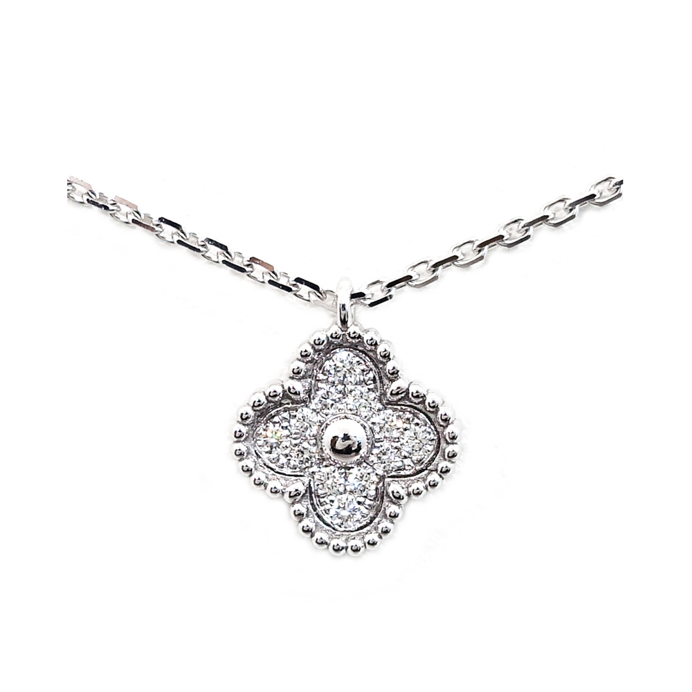 ヴァンクリーフ&アーペル VAN CLEEF&ARPELS 750WG スウィートアルハンブラ ダイヤモンド ネックレス K18WG VCARO85900