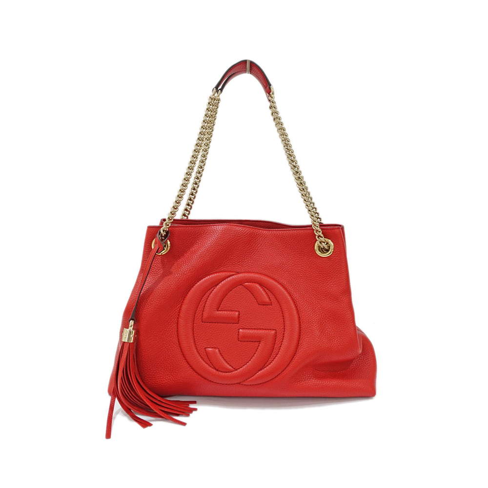 グッチ GUCCI ソーホー インターロッキングG フリンジ トート バッグ レザー 536196