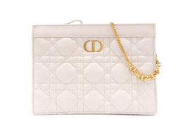 ディオール CHRISTIAN DIOR カロ CARO ポーチ カナージュ ホワイト レザー S5106UWHC