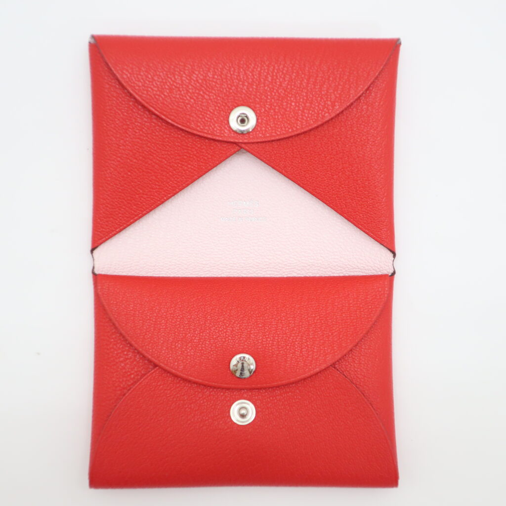 エルメス カルヴィデュオ ルージュクー モーヴペール シェーブル コインケース シルバー金具