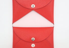 エルメス カルヴィデュオ ルージュクー モーヴペール シェーブル コインケース シルバー金具