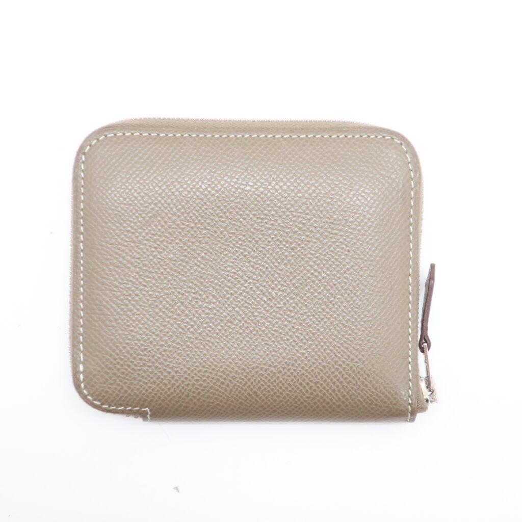 エルメス HERMES アザップコンパクト シルクイン エトゥープ エプソン コインケース シルバー金具