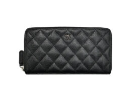 シャネル マトラッセ ラウンドファスナー 長財布 A50097 ブラック キャビアスキン