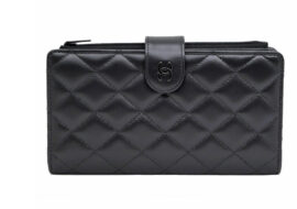 シャネル マトラッセ ファスナー付長財布 AP4470 ラムスキン ソーブラック