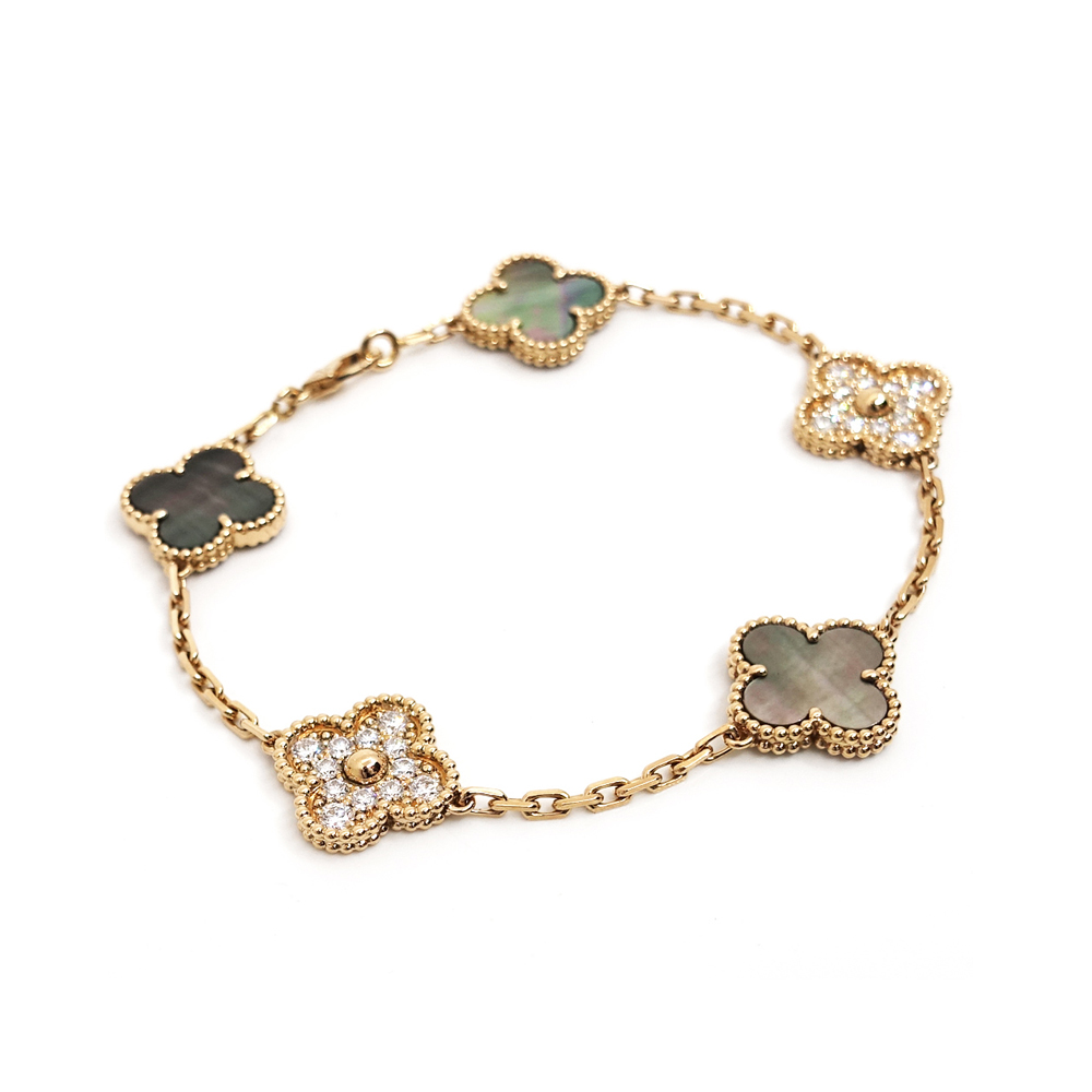 ヴァンクリーフ&アーペル VAN CLEEF & ARPELS ヴィンテージ アルハンブラ ブレスレット 5モチーフ 750PG マザーオブパール VCARP2R100