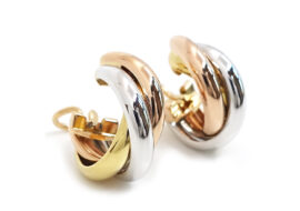 カルティエ CARTIER トリニティ イヤリング 750 YG WG PG スリーカラー フープ