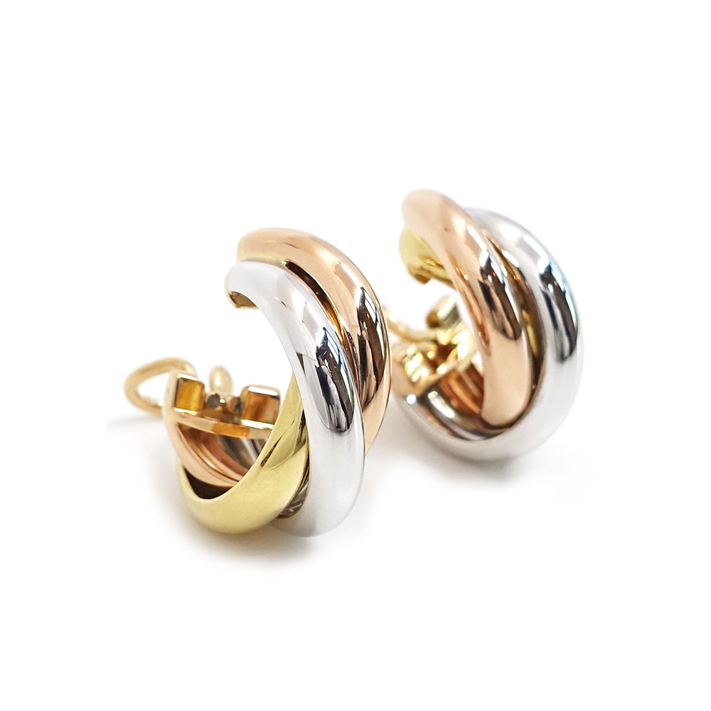 カルティエ CARTIER トリニティ イヤリング 750 YG WG PG スリーカラー フープ