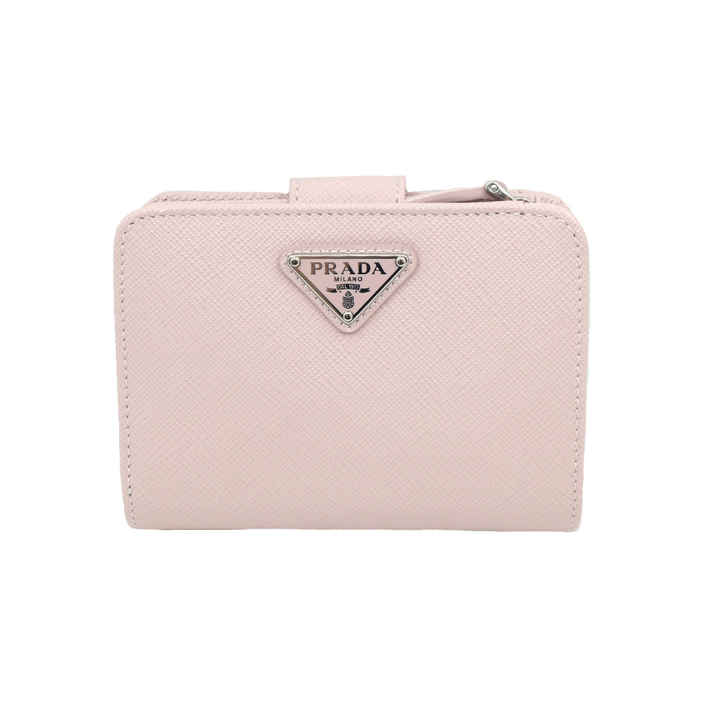 プラダ PRADA サフィアーノ トライアングル コンパクト ウォレット ピンク 1ML018