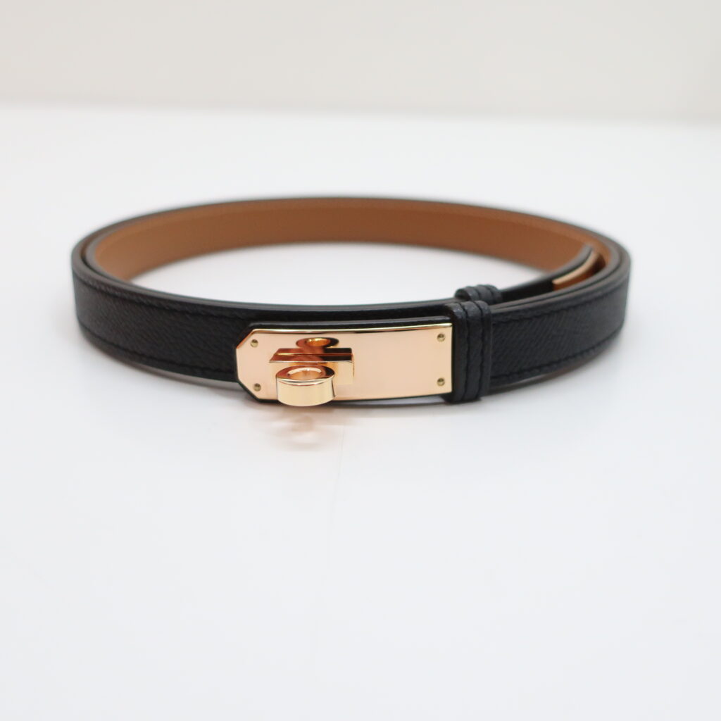 エルメス ケリーベルト ブラック ピンクゴールド金具