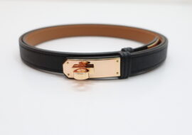 エルメス ケリーベルト ブラック ピンクゴールド金具