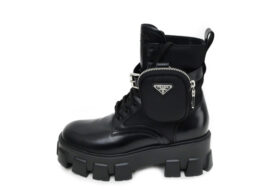 プラダ モノリス ポーチ付 ショートブーツ 1T255M ブラック