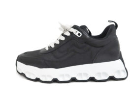 エルメス インパルス スニーカー サイズ36 ブラック ホワイト ナイロン レザー レディース