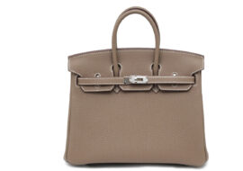 エルメス バーキン25 トゴ エトゥープ シルバー金具 K刻印 2025年製 グレー系 ハンドバッグ