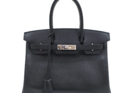 エルメス バーキン30 ハンドバッグ エプソン ブラック シルバー金具 □L刻印