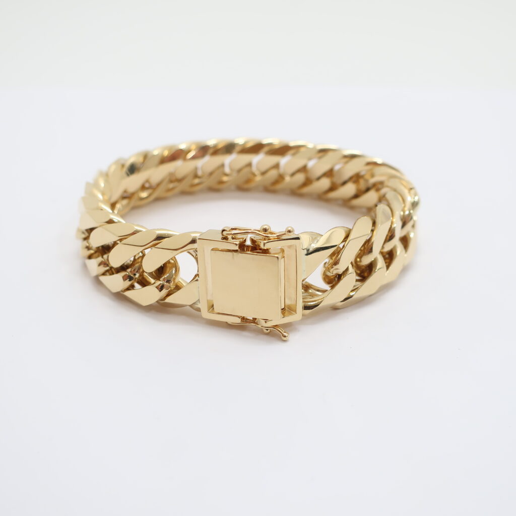 ブレスレット K18 イエローゴールド 喜平6面 シングル 750