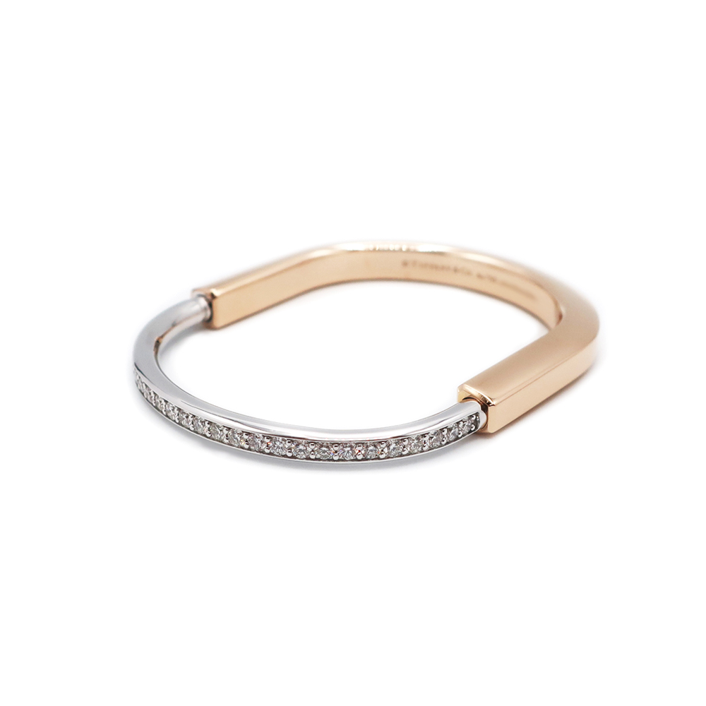 ティファニー ロック ブレスレット バングル K18PG WG ピンクゴールド ホワイトゴールド ダイヤモンド 1.08ct 750PG