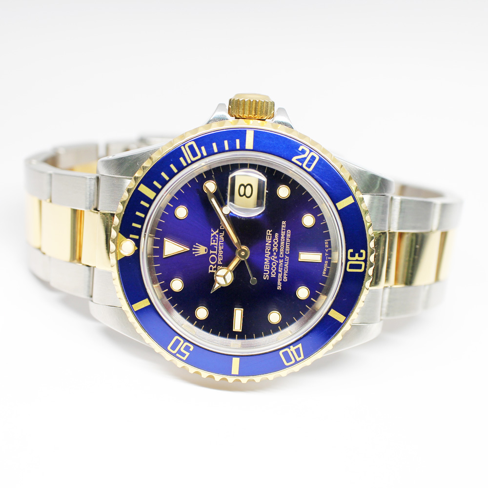 ロレックス サブマリーナ デイト 16613 E番 ブルー バイオレット SS YG 自動巻き メンズ 保証書付き