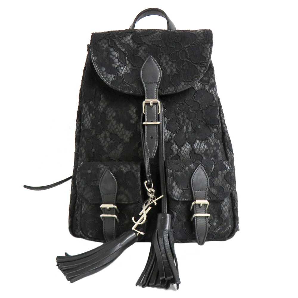 サンローラン リュック フェスティバル バックパック 421943 レース ブラック フリンジ