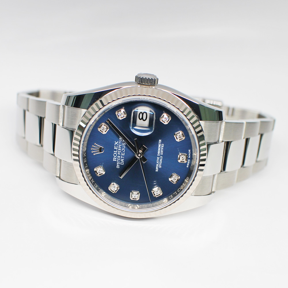ロレックス デイトジャスト 116234G ランダム ブルー SS WG 自動巻き メンズ 保証書付き 2019年