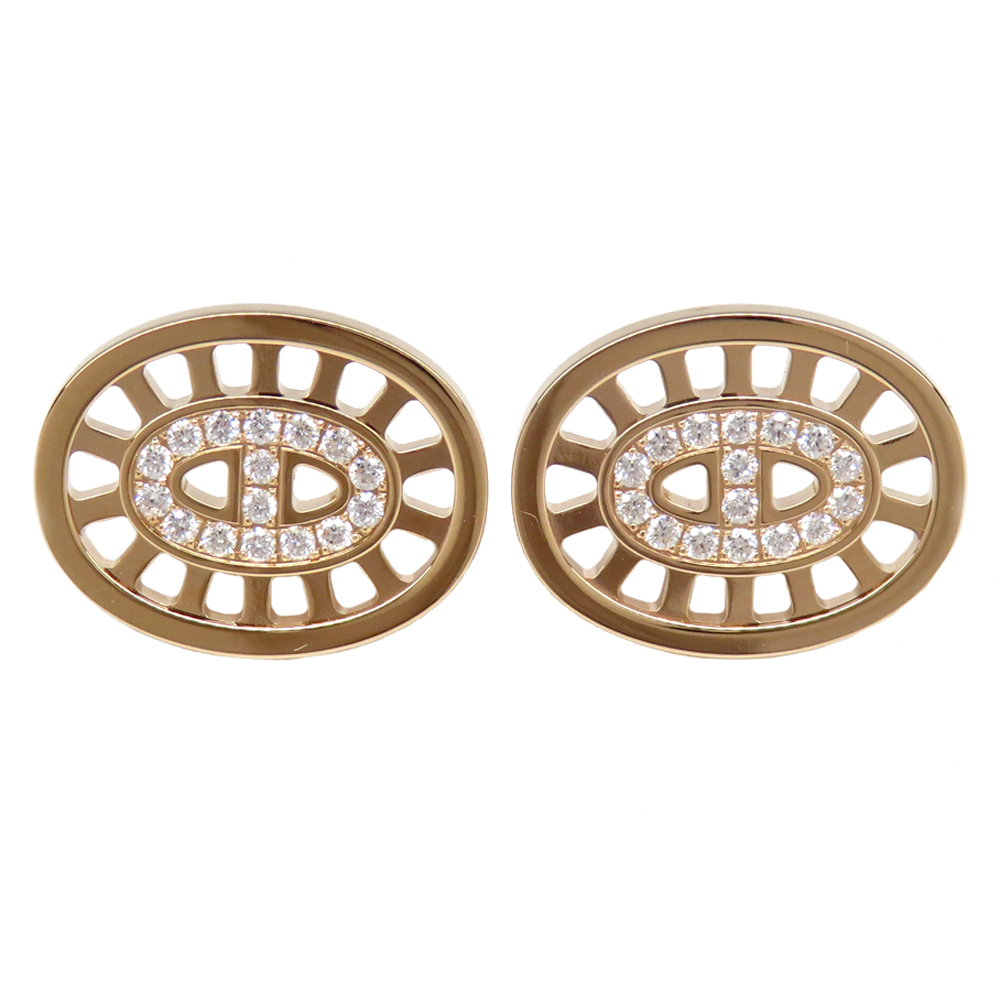 エルメス ピアス シェーヌダンクル ディヴィーヌ PM H222521B Au750 K18 PG ピンクゴールド ダイヤモンド 2022年製造