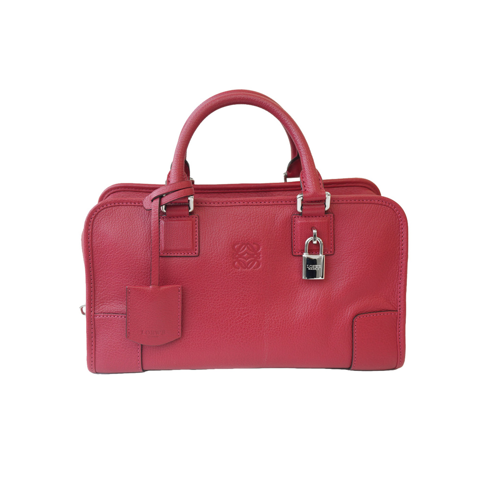 ロエベ LOEWE アマソナ28 ハンドバッグ ピンクパープル シルバー金具 レザー 352.35.A03