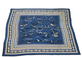 エルメス HERMES カレ140 船乗りのタトゥー カレジェアン 大判 カシミヤ シルク