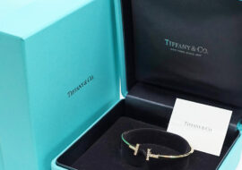 ティファニー TIFFANY Tワイヤー ブレスレット ダイヤモンド バングル 750YG D0.24ct Mサイズ