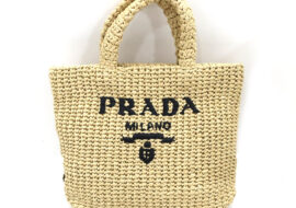 プラダ ハンドバッグ かごバッグ 1BG422 ラフィア風 ロゴ ベージュ